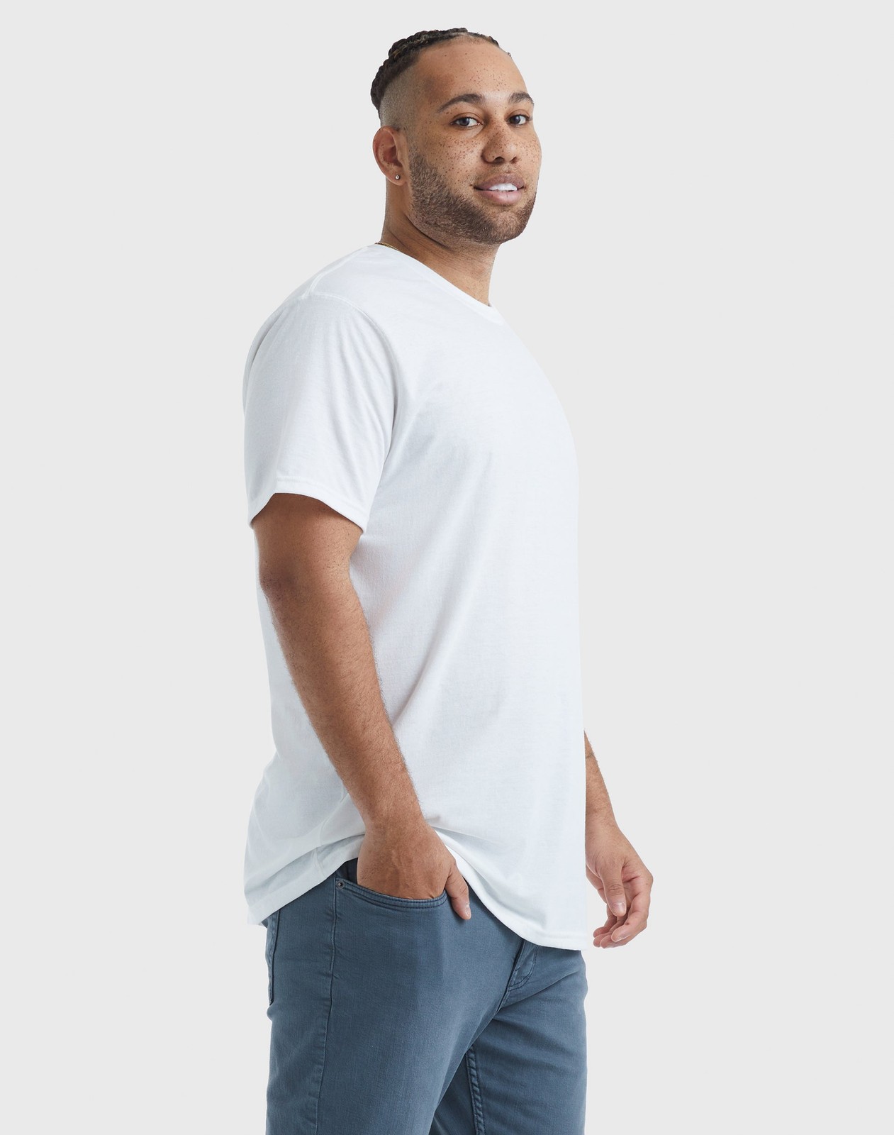 Hanes Men's T-Shirt Big & Tall Tri-Blend Short Sleeve Originals Crew sz LT-3XL T gallery