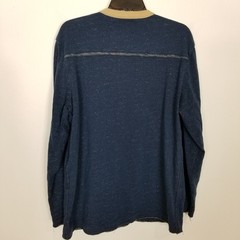 Johnston & Murphy Men Long Sleeve Henley Top Shirt Sz L Blue Pima Cotton