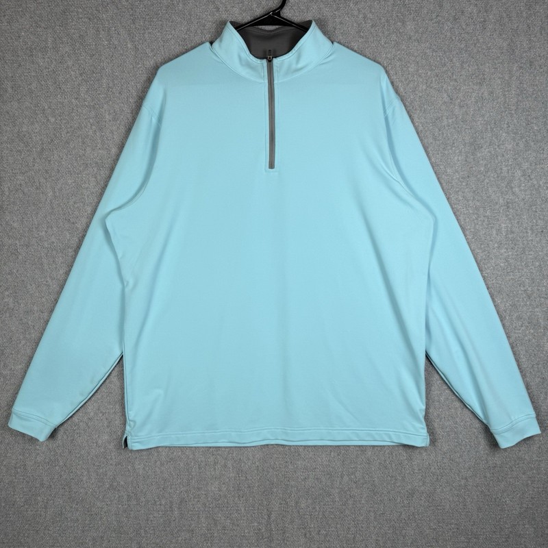 Peter Millar Quarter Zip Mens Size XL E4 Blue Wicking Golf Stretch Pullover