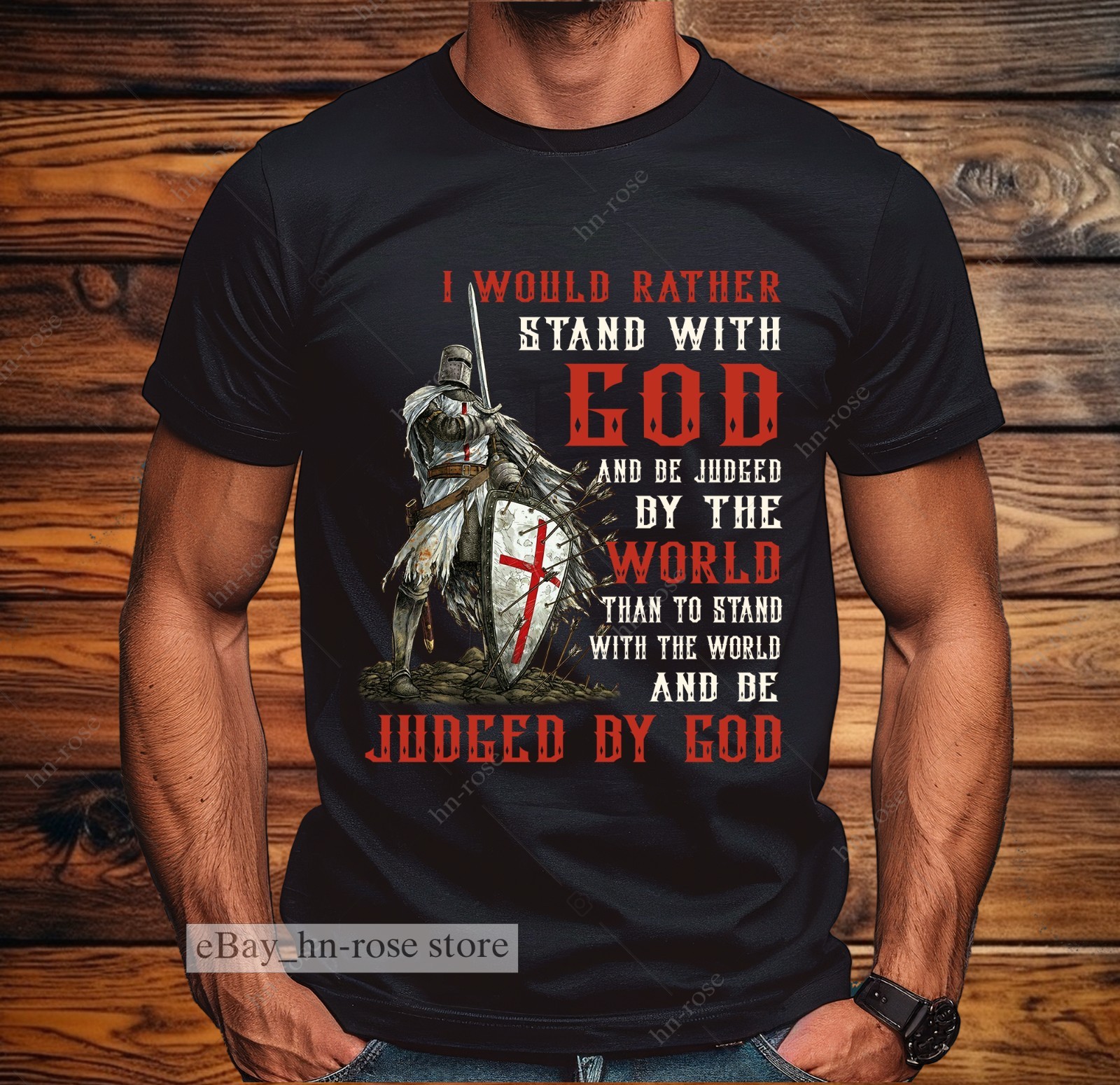 Christian Warrior T Shirt Armor of God Knight Templar Cross Faith Crusader Gift gallery