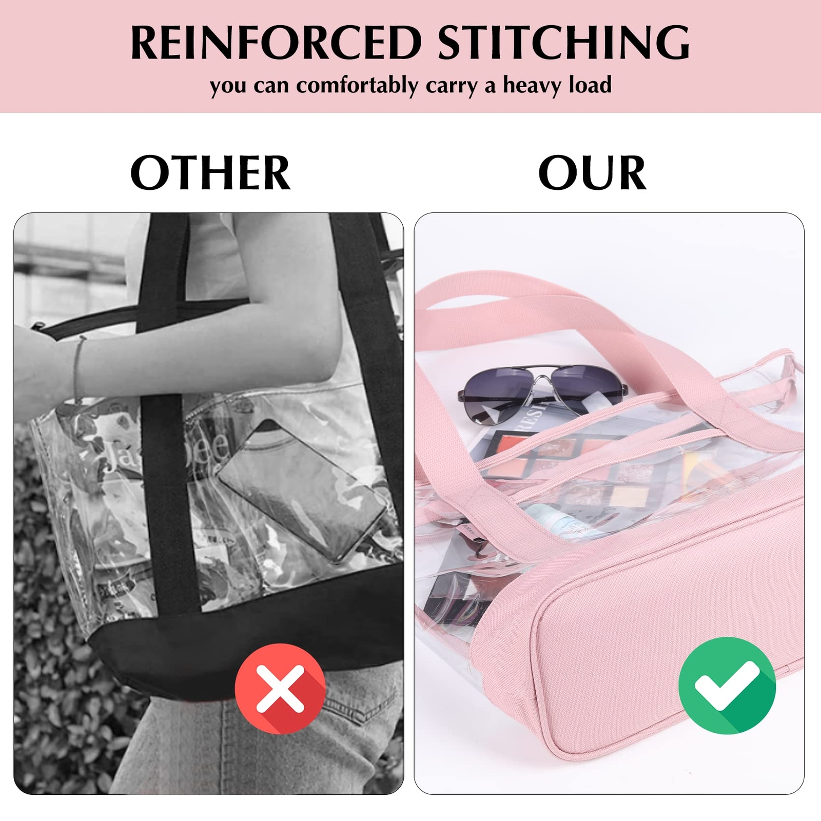 Large Clear Tote Bag with Zipper Closure Beach Travel Shoulder Handbag for Women gallery