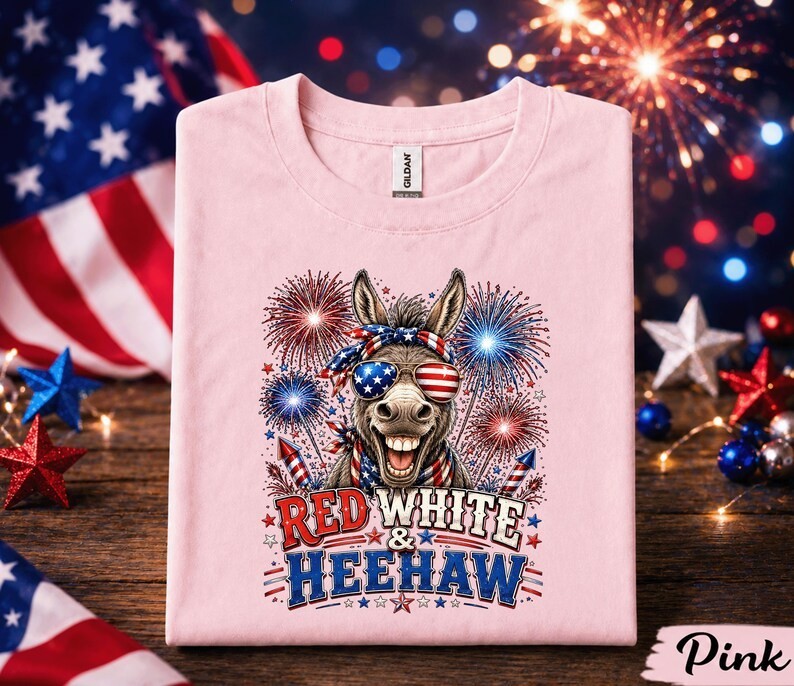 4th of July Donkey Shirt, Red White and Heehaw Tee, Patriotic Donkey Forth gallery