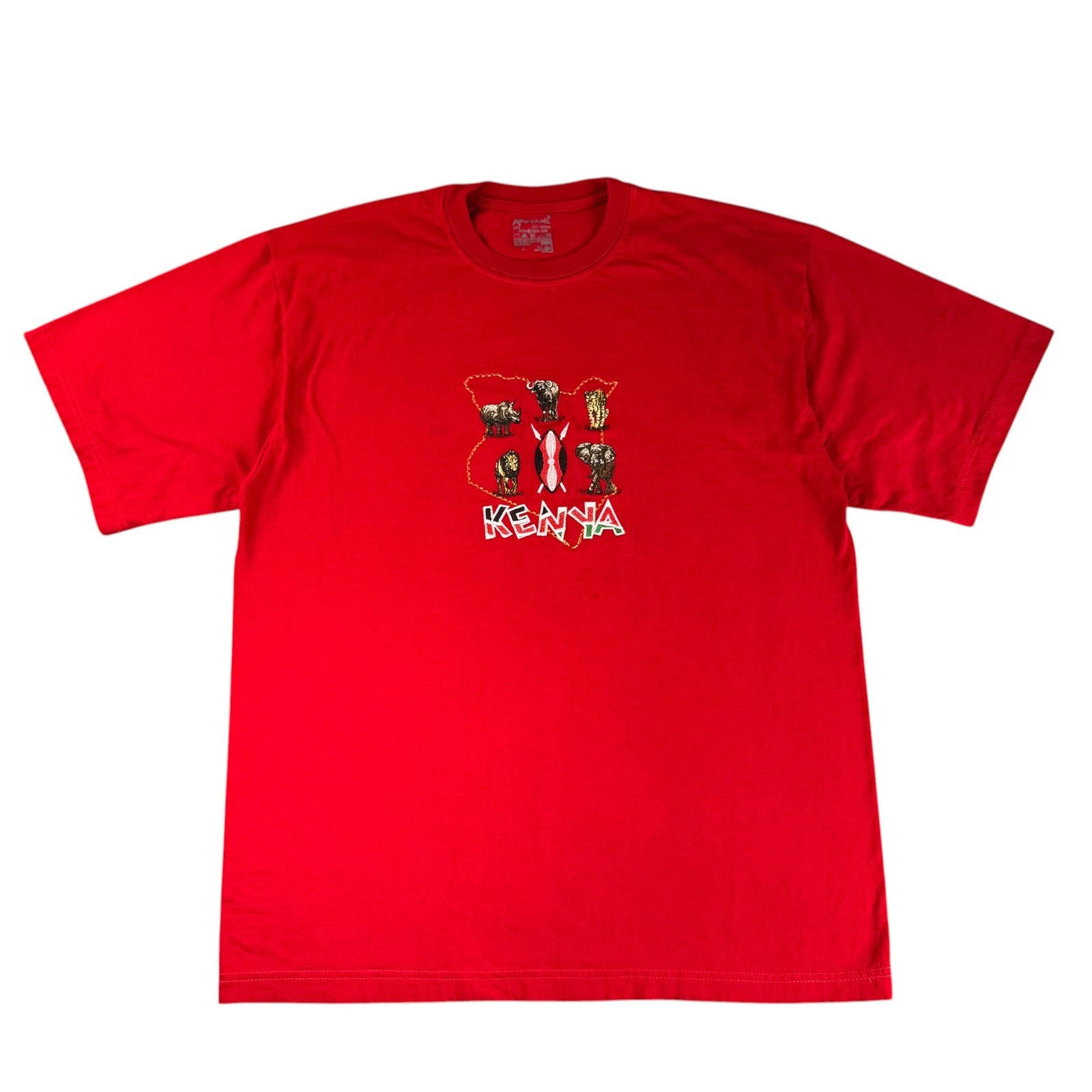 Airborne Kenya Africa 3XL Red Embroidered Elephant Lion Rhino Animal T-Shirt gallery