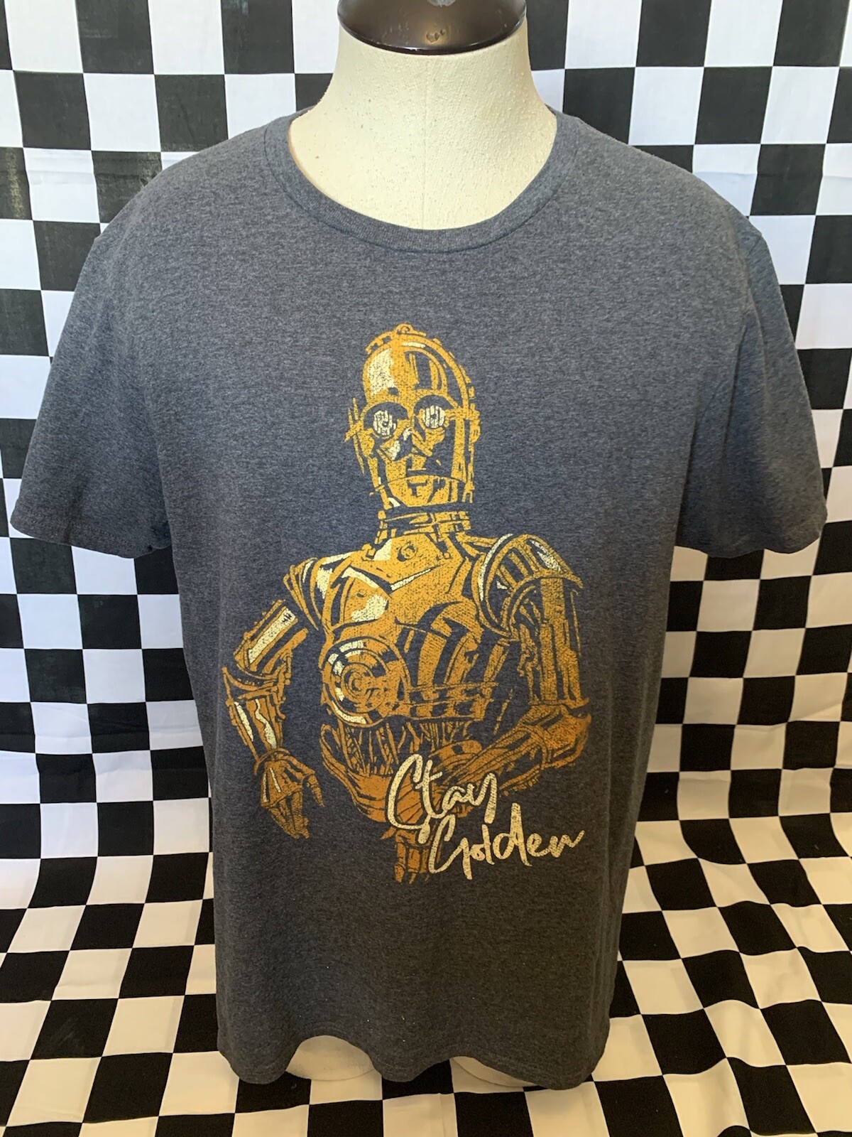 DISNEY STAR WARS C3P0 MENS SHIRT STAY GOLDEN T-shirt DISTRESSED Sz M gallery