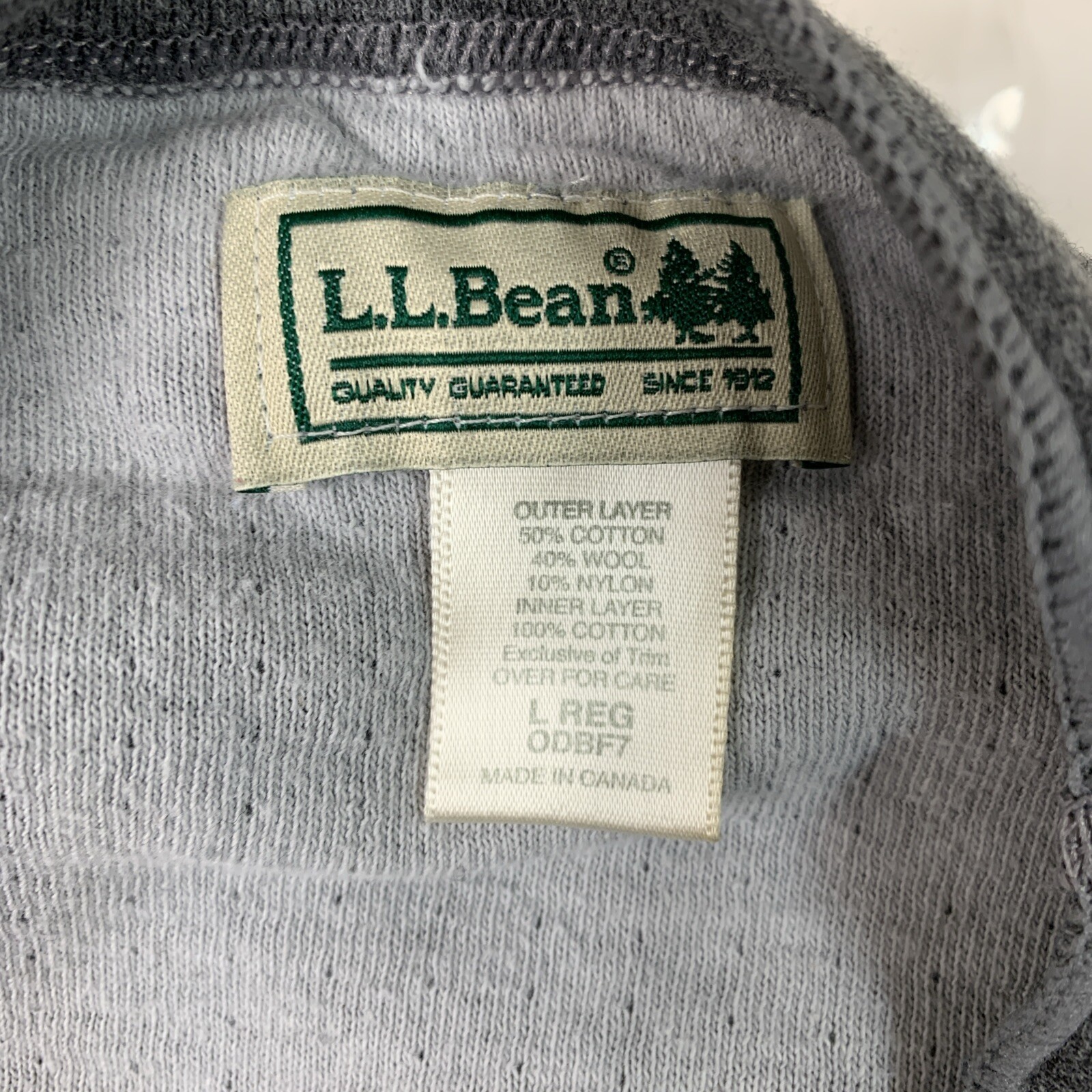 L L Bean mens large reg 2 Layer Shirt Crewneck Long Sleeve Cotton Wool Nylon gallery
