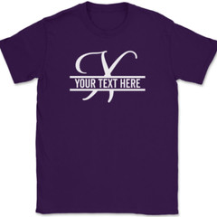 Letter X Monogram Your Text Here Custom T-Shirt Personalized Family Gift Tee