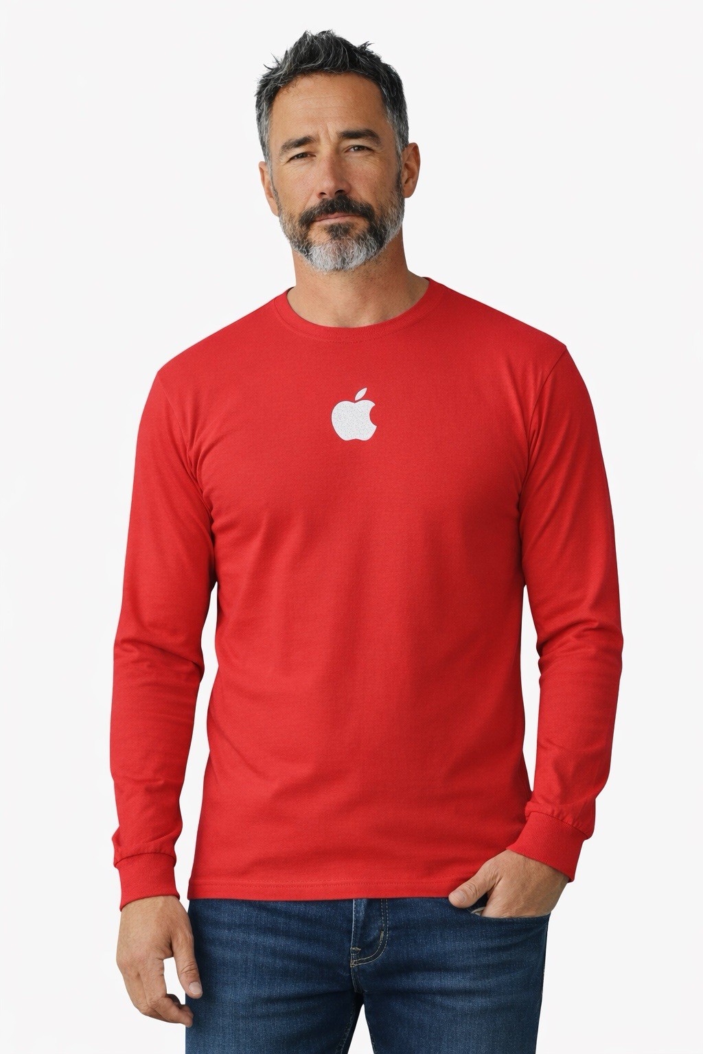 Apple Employee Red Long Sleeve Cotton T Shirt XL Unisex gallery