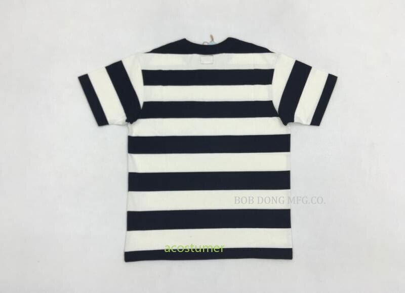 BOB DONG Men's Prisoner Retro Striped T-Shirt Crew Neck 330G Cotton Casual Shirt gallery