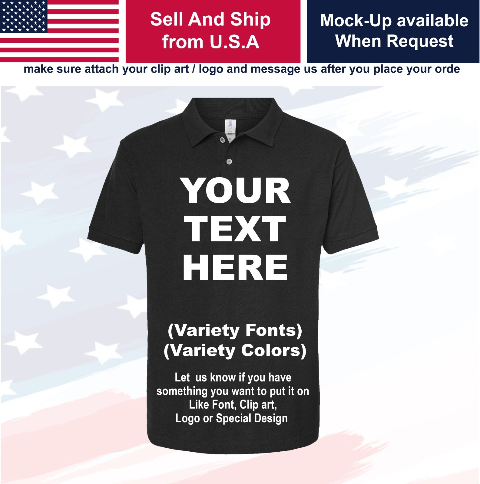 Personalized Custom Polo Shirt Customized w / Text, Logo gallery