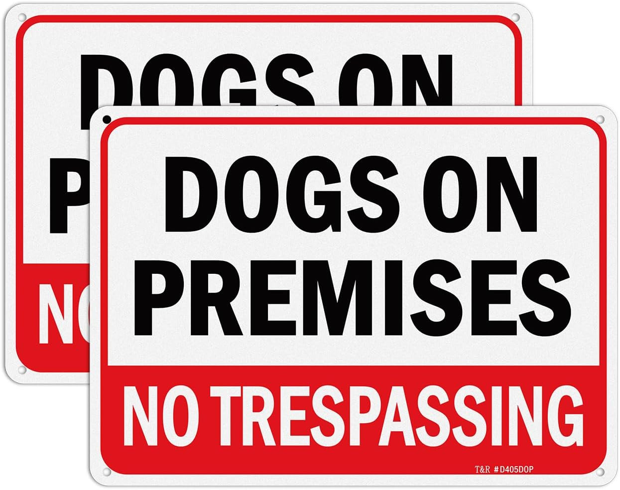 Dogs on Premises No Trespassing Sign – 2 Pack – 10 X 7 Inches Rust Free .040 Alu