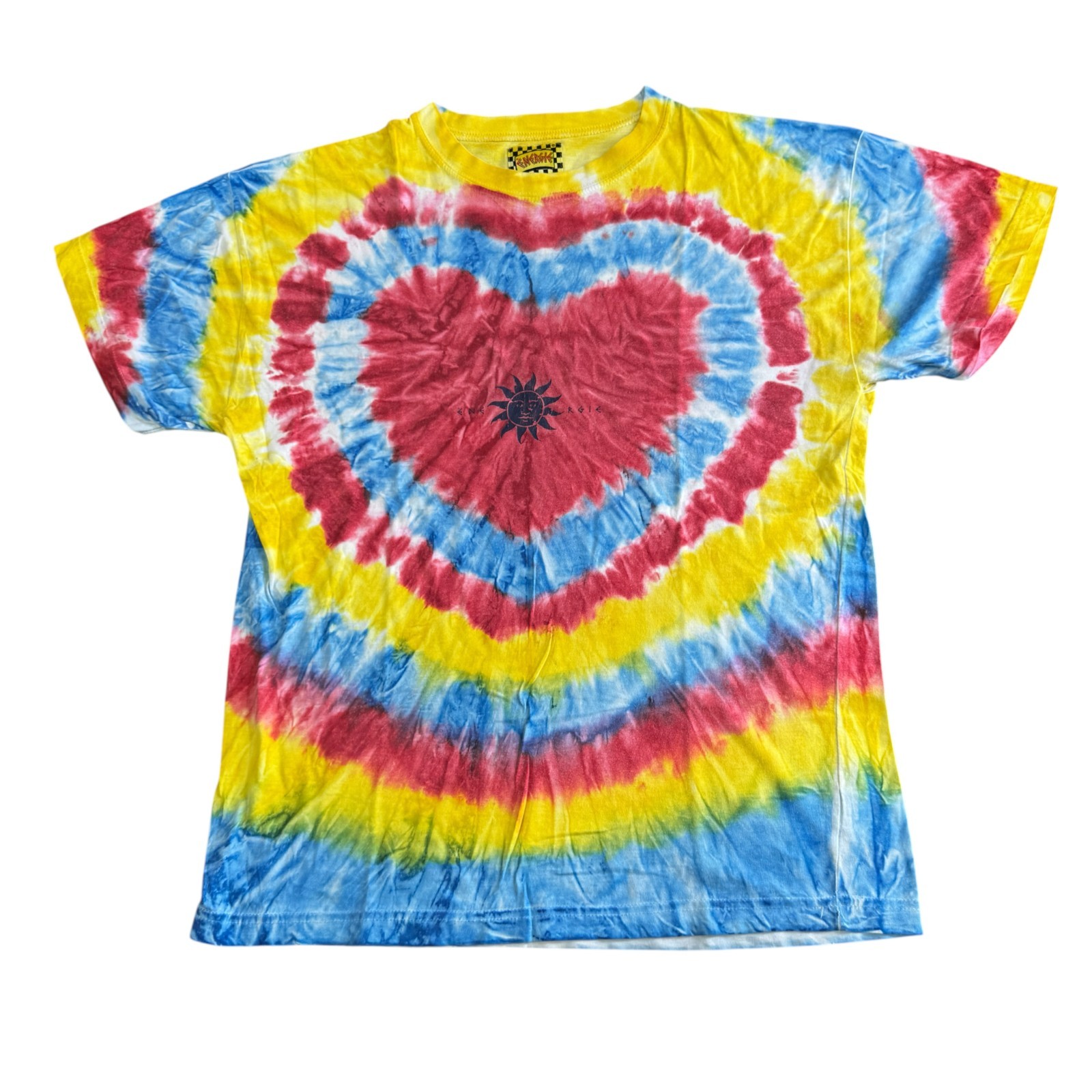 Energie Mens T-Shirt Rainbow Heart Tie Dye Multicoloured Size Small gallery