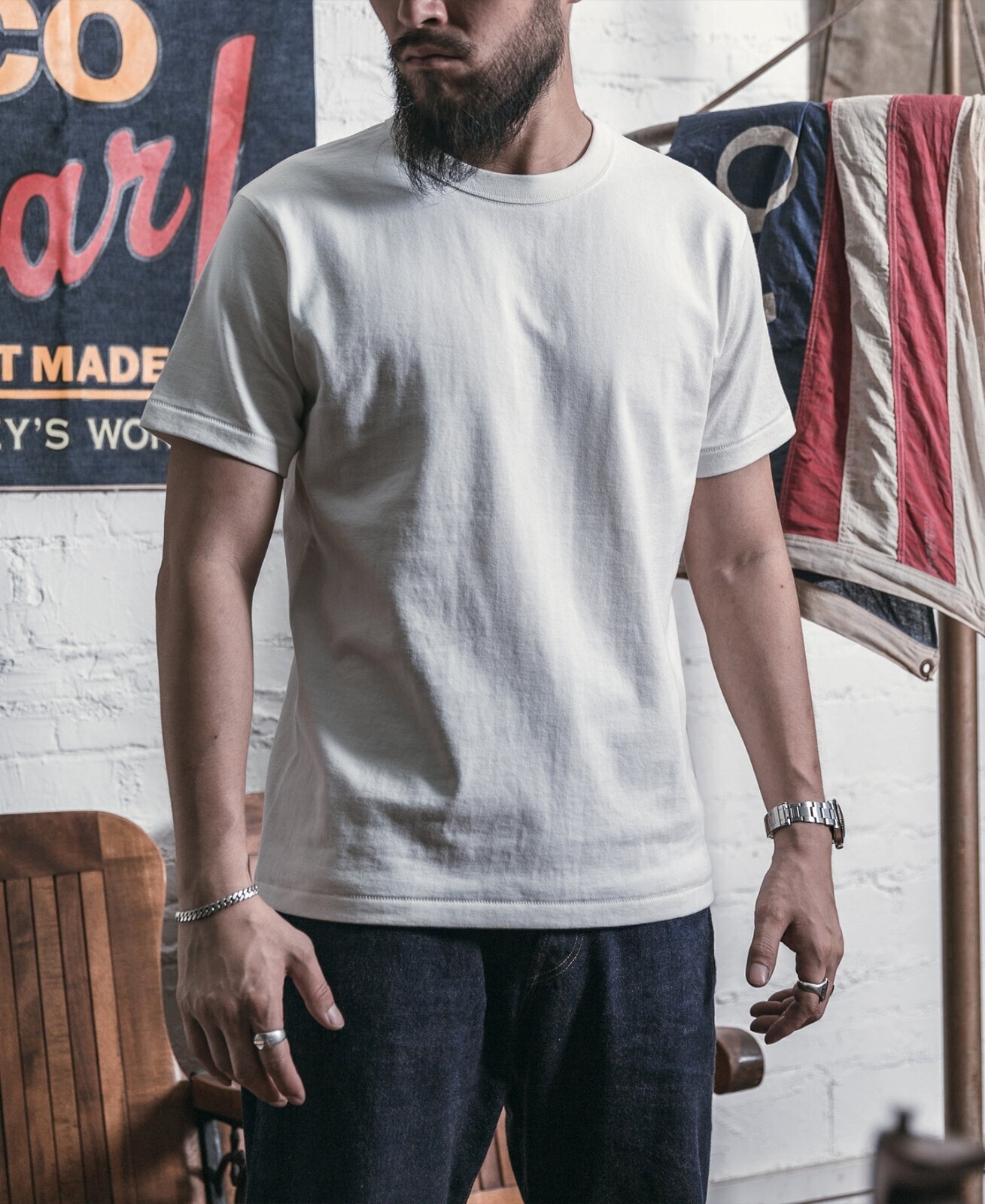 BRONSON Heavyweight Basic t Solid Cotton Loopwheel Tubular Athletic t Shirts Tee gallery