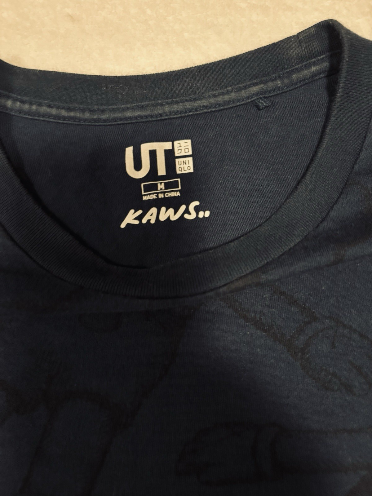 KAWS All Over Print Crew Neck Companion Blue Uniqlo UT Size M Slim Fit gallery