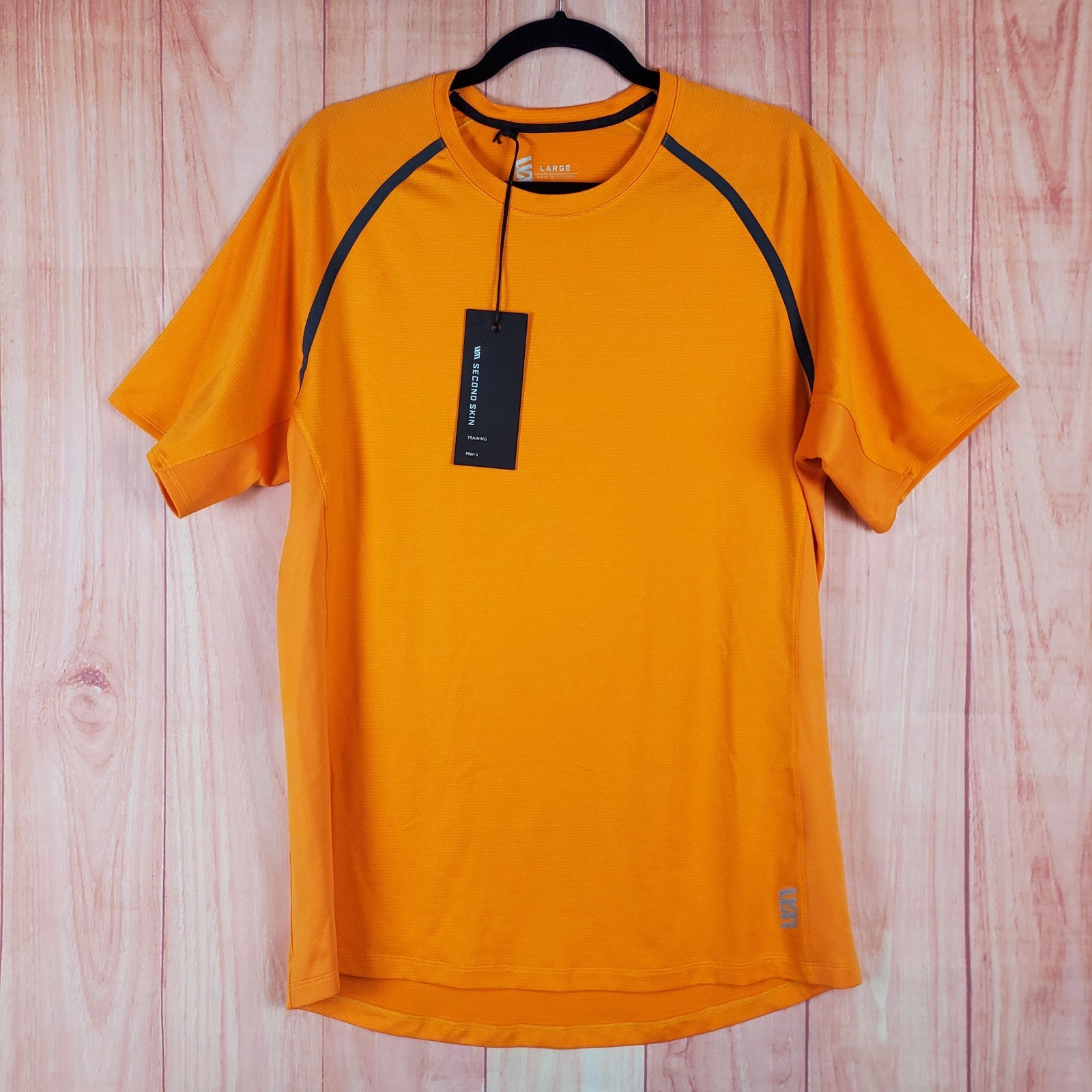 VRST Mens T-Shirt Large Orange Polyester Crew Neck Short Raglan Sleeve Pullover gallery