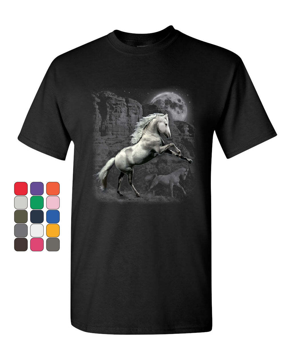 White Wild Horse T-Shirt Mustang Nature Animal Lovers Wildlife Mens Tee Shirt