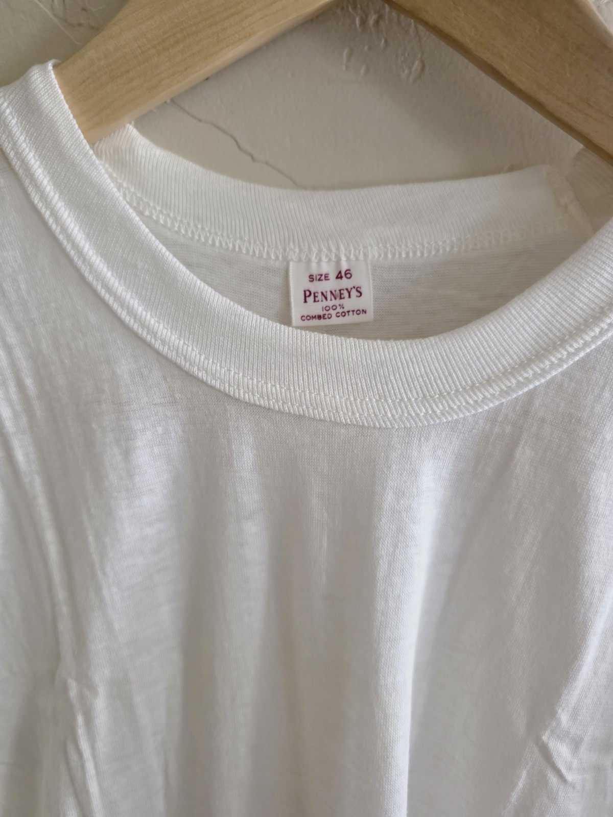 New NWOT Vintage 50s Penny's White Blank Soft T-shirt Size 46 100% Combed Cotton gallery
