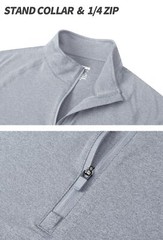 UPF50+ Men’s 1/4 Zip Sun Shirts Performance Skin Protection Fishing Shirts Tops
