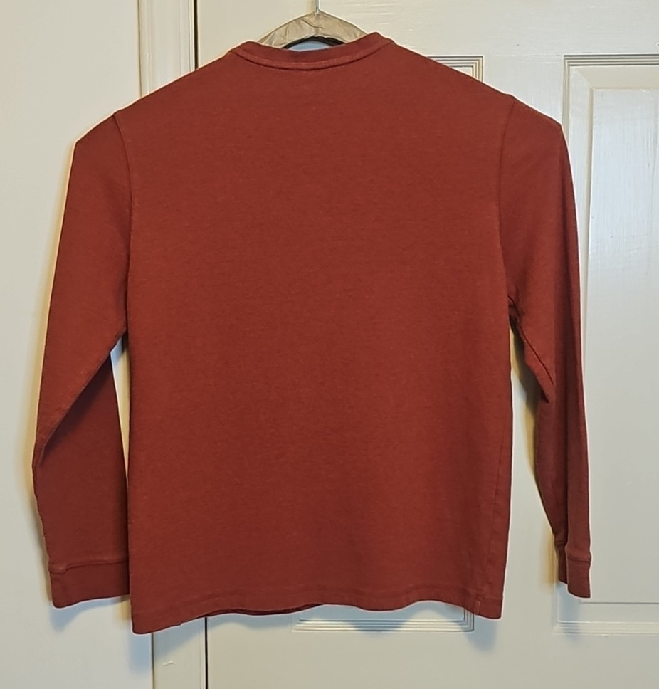 Eddie Bauer Mens Large Henley orange Ultrasoft long Sleeve pull on gallery