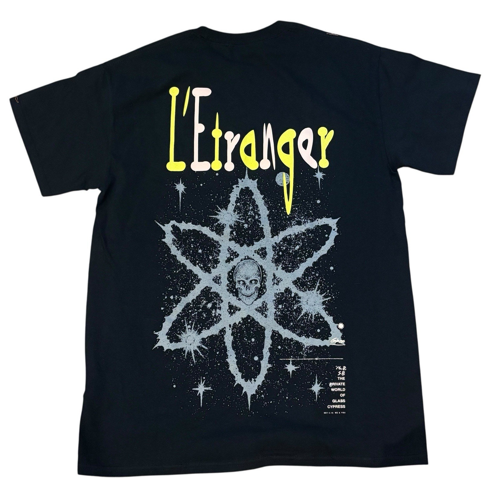 Glass Cypress Black Tee L'Entranger Skull Back Graphic Beads Small NWOT gallery