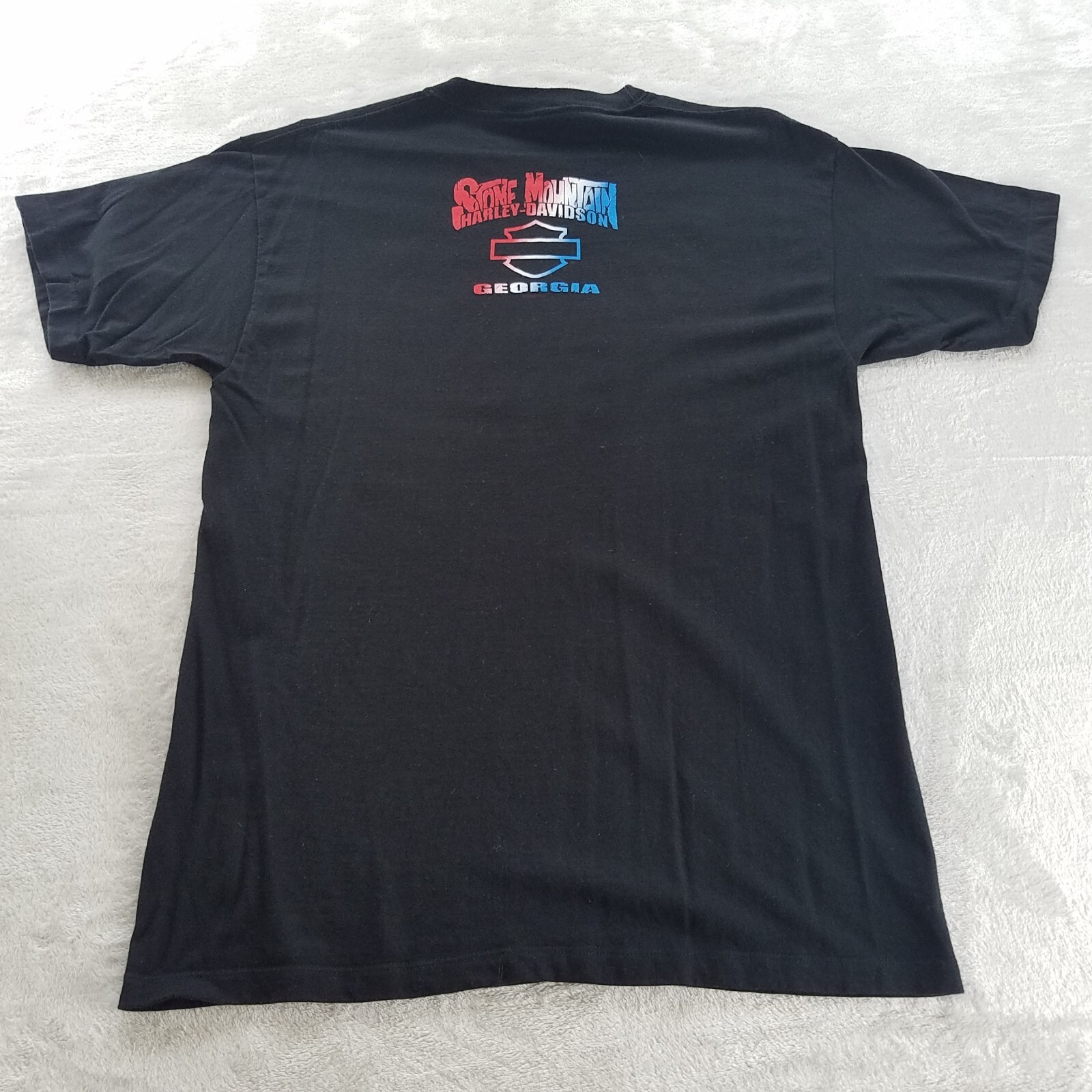 Mens Harley Davidson Graphic T Shirt Black Rolling America Flag-See Measurements gallery
