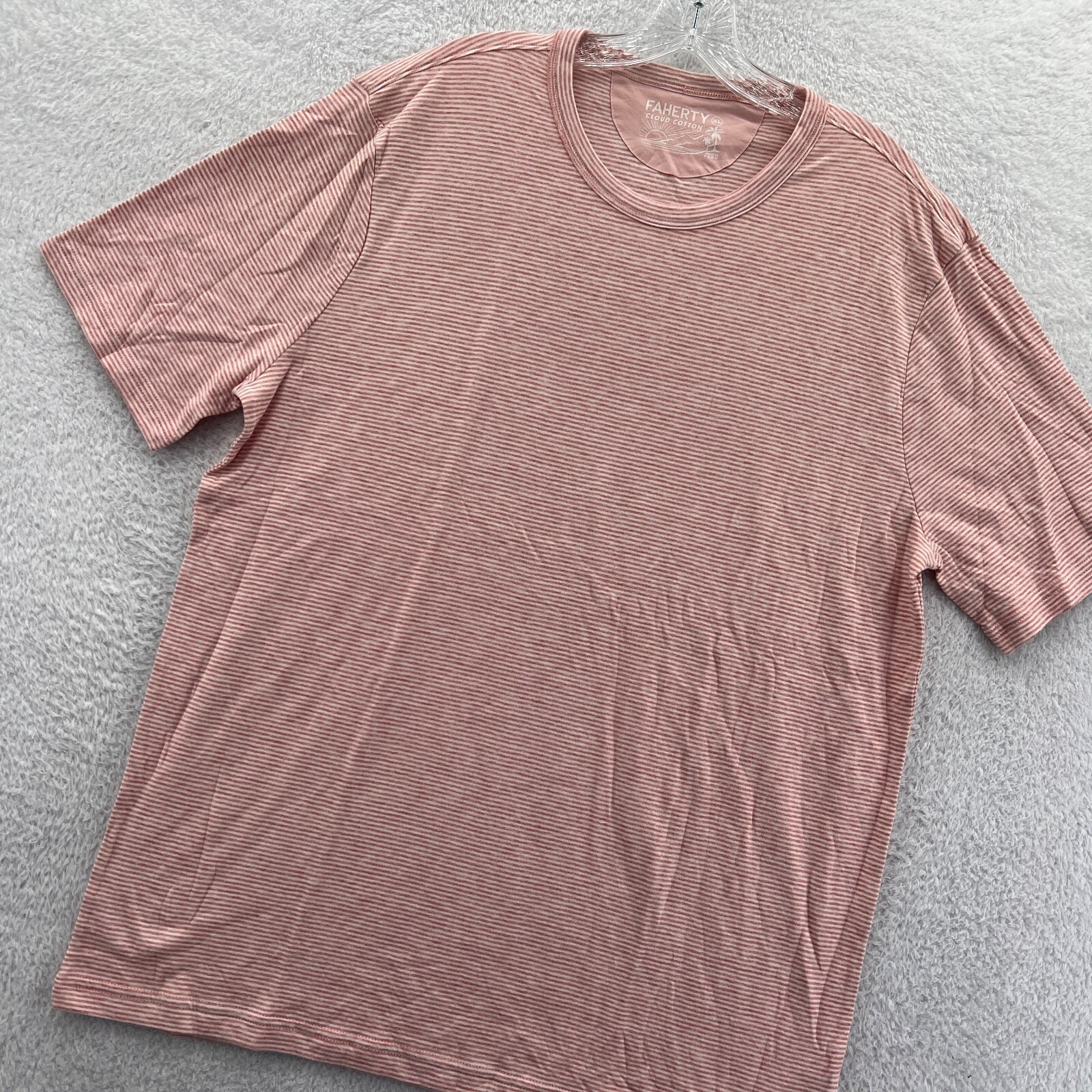 Faherty Striped Shirt Mens XL Orange Cloud Cotton Soft Short Sleeve Tee *A98 New gallery