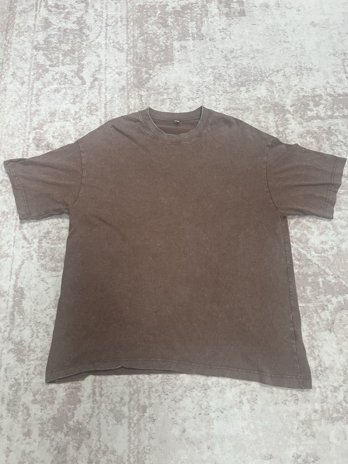 Men's Brown Solid Crew Neck Short Sleeve Cotton Knit Oversized Tee L/XL SKU 132 gallery