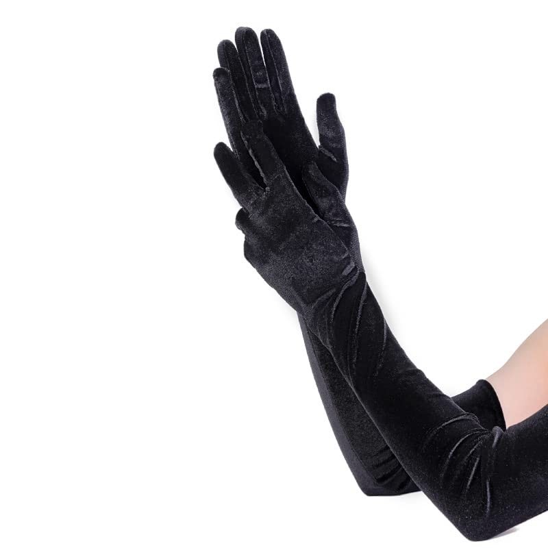 INOGIH 1920s Velvet Gloves Opera Long 20s Gatsby Flapper Gloves for Women gallery