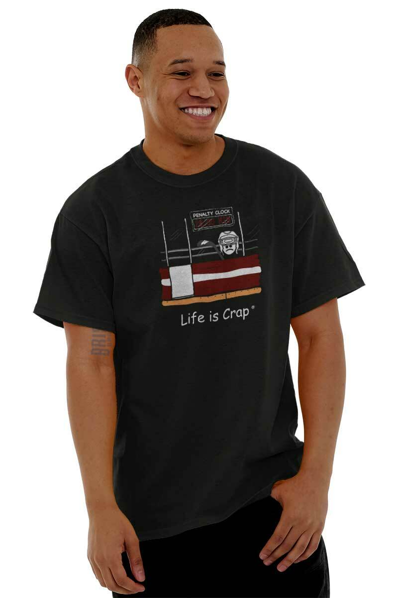 Life is Crap Hockey Penalty Box Sports Gift Mens Short Sleeve Crewneck Tee gallery