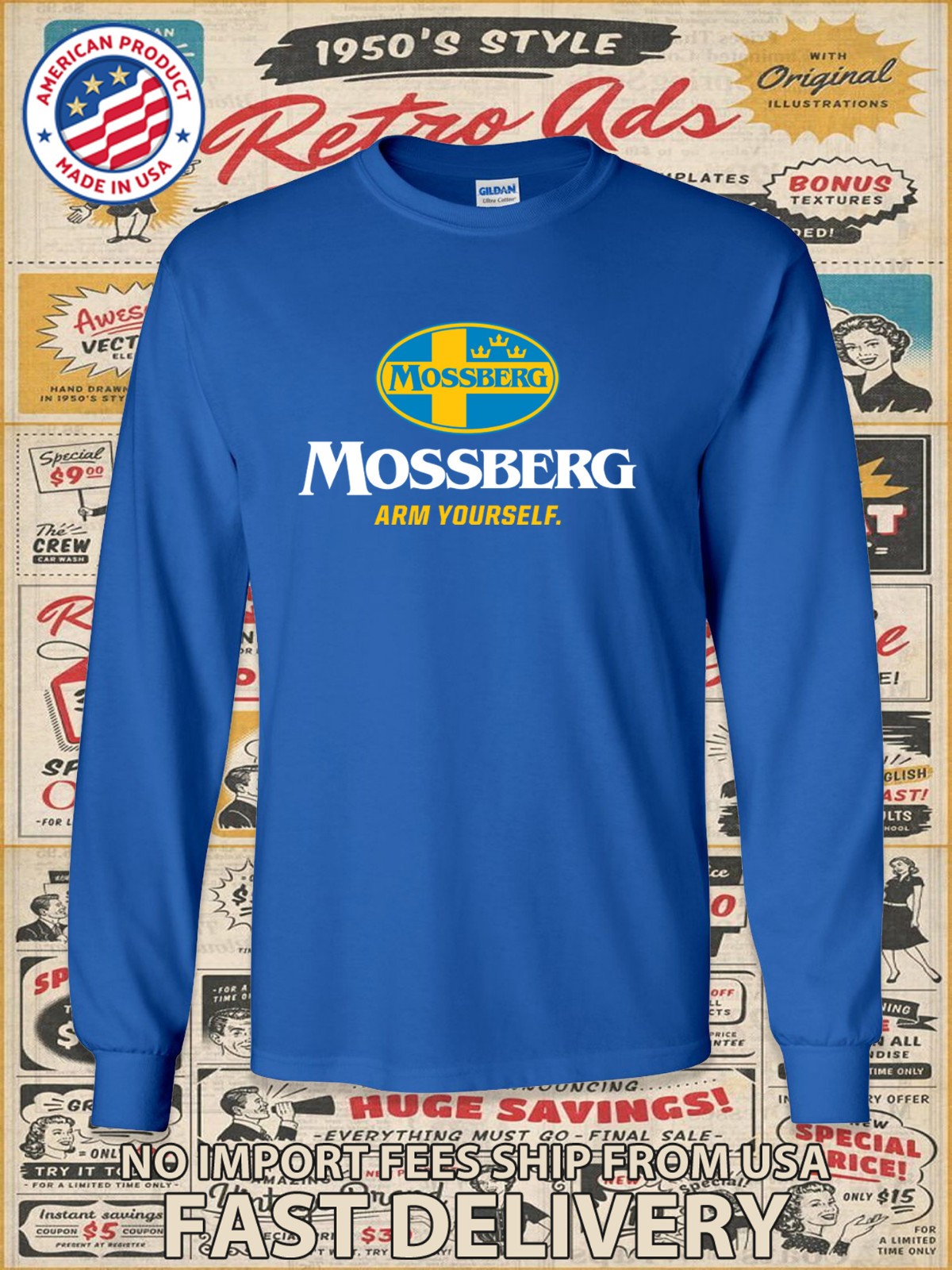 New Mossberg Arm Yourself Logo Men's Long Slevee T-Shirt American T-Shirt gallery