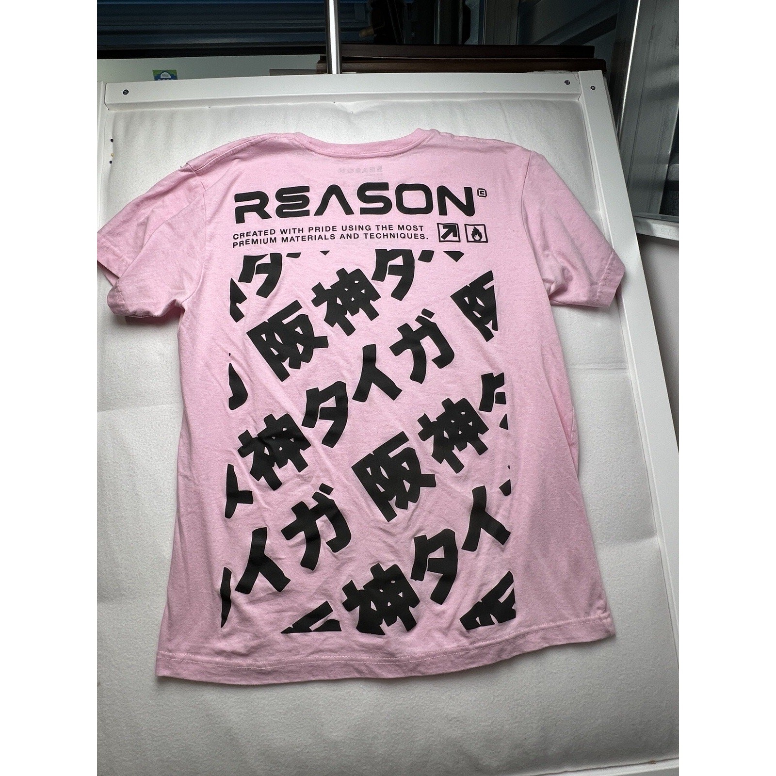 Reason Brand C/O Limited Collection Pink Double Sided Full Back Print Mens L