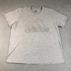 Adidas Shirt Mens XL Gray Solid Graphic Logo Print Amplifier Tee Sportswear