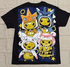 Backstock Co Poncho Pikachu Tshirt Short Sleeve Pokemon AOP Mens L Double-Sided