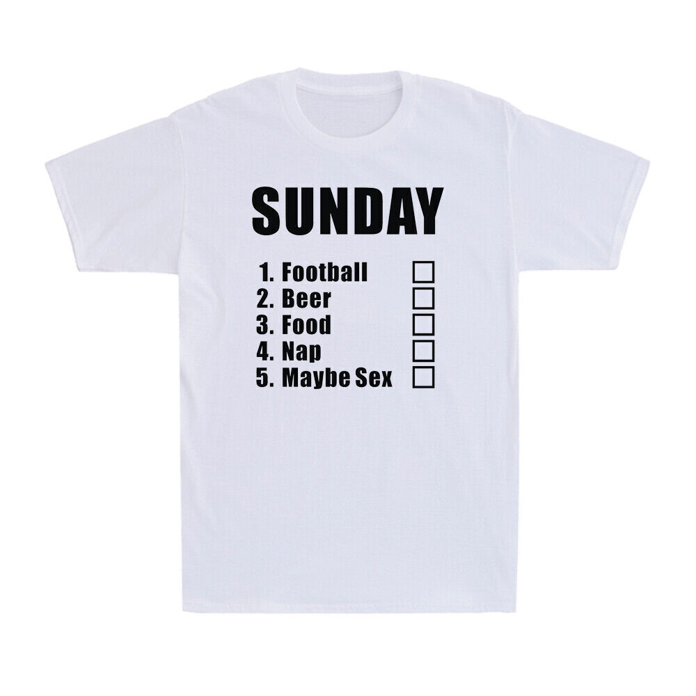 Sunday Routine Football Beer Food Maybe Sex Nap Funny Saying Men's T-Shirt Black gallery