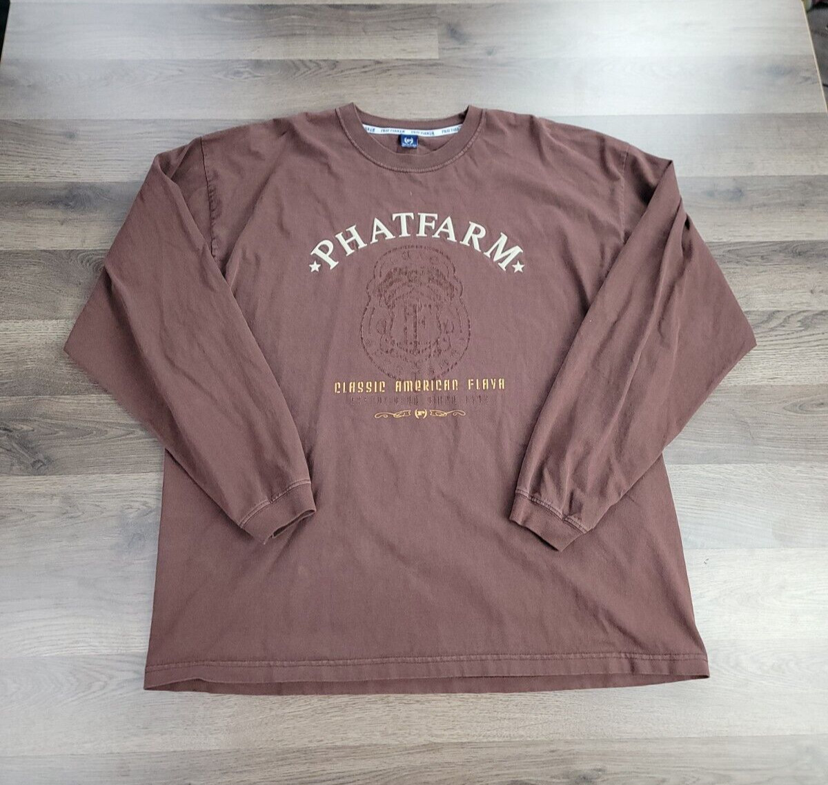 Vintage Phat Farm Shirt Long Sleeve Size XL Brown Streetwear Hip Hop Y2K Baggy gallery