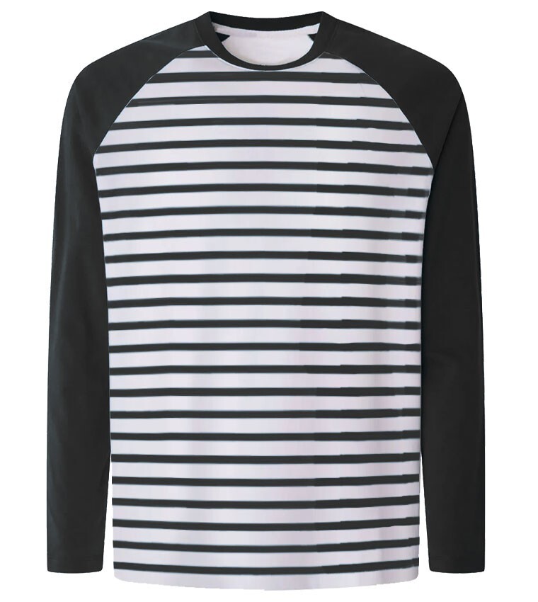 Mens Long Sleeve Raglan T-Shirt FTLO Baseball Stripped Tee Fashion Crew Neck Top