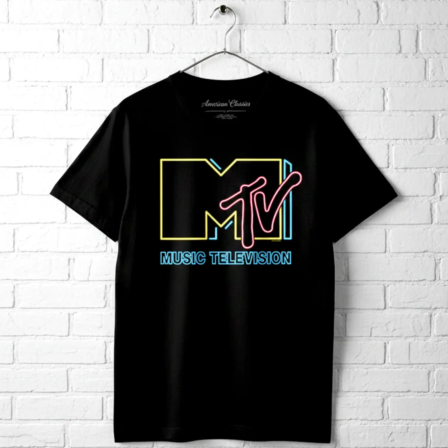 MTV Neon Sign Logo Men’s T Shirt Light Ident Music Television Generation
