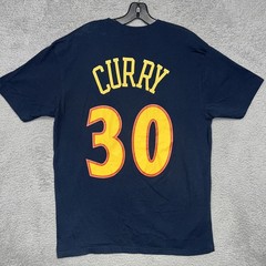 Mitchell Ness Golden State Warriors Stephen Curry T Shirt XL Blue #30 2-Sided