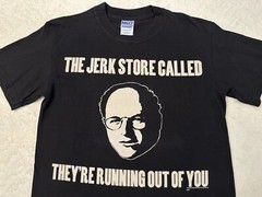 Vintage 2000s Y2K George Costanza Seinfeld TV Show Jerk Store Joke T-Shirt S NEW