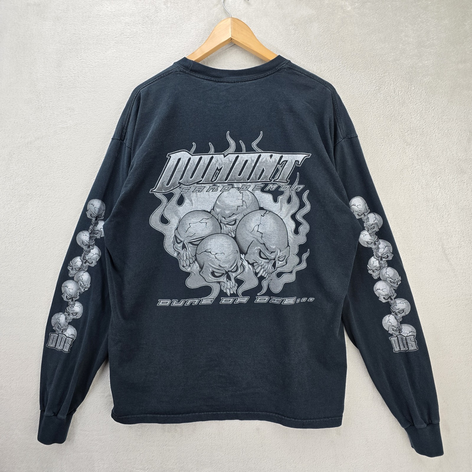 Vintage Dumont Sand Demon Long Sleeve Shirt XL Dune Or Die Skull Flames Y2K gallery