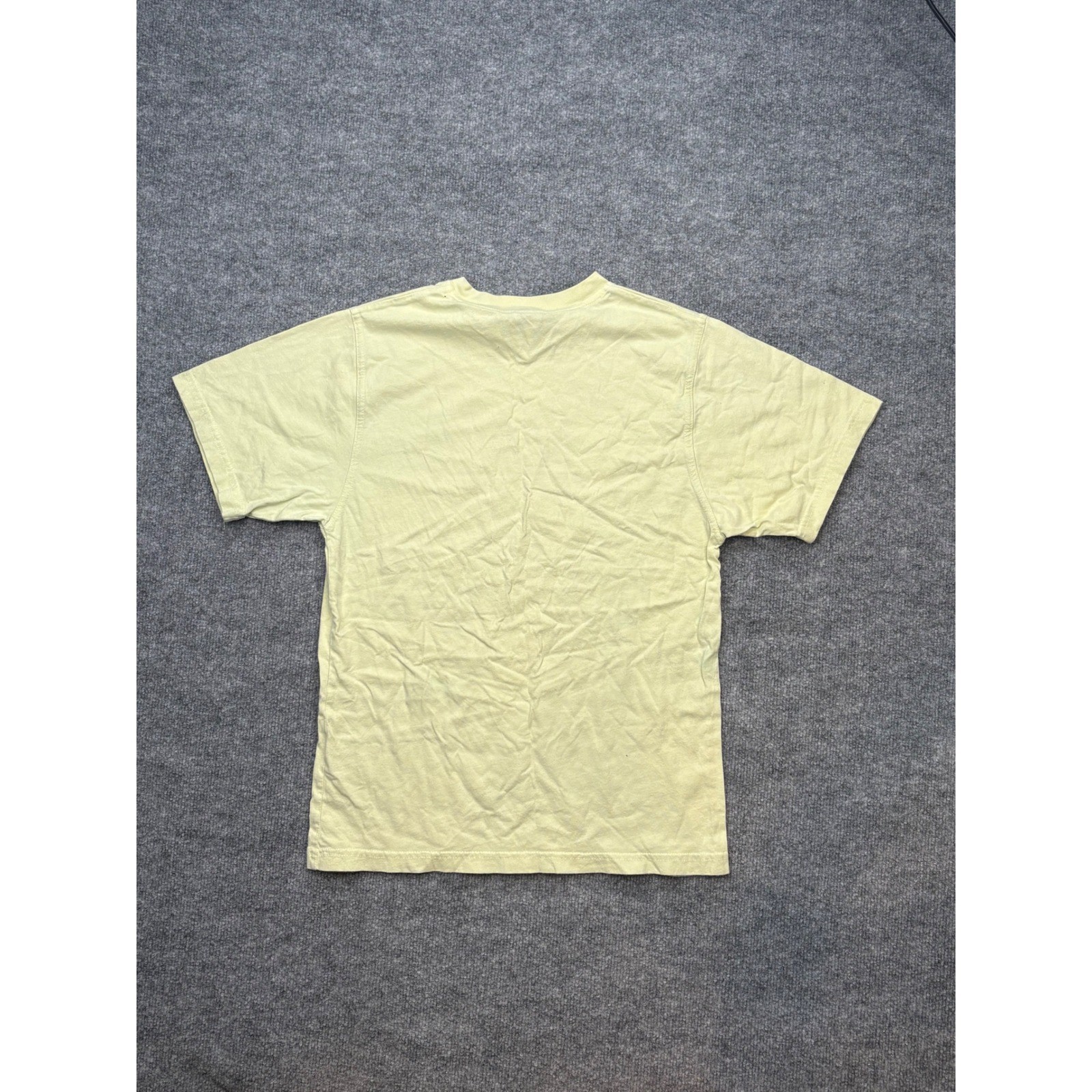 Nike V-Neck T-Shirt Mens Small Pale Yellow Cotton Embroidered Swoosh Logo Tee gallery