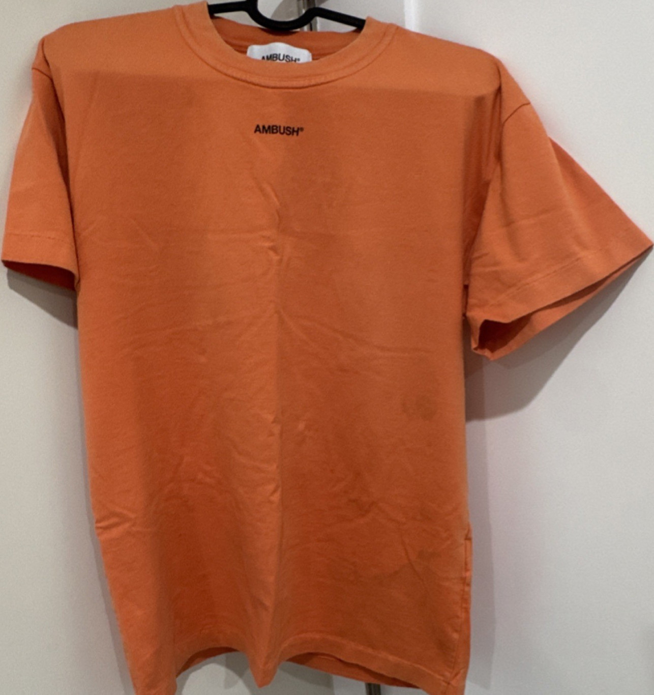 AMBUSH Orange Cotton Logo Limited Edition Men’s T-Shirt Size 1 Crew Neck