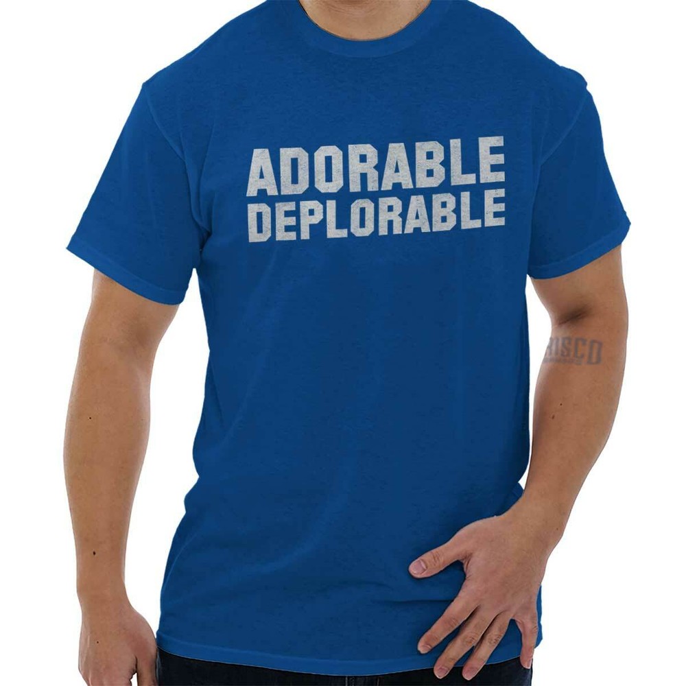 Adorable Deplorable Funny Sarcastic Political Adult Short Sleeve Crewneck Tee