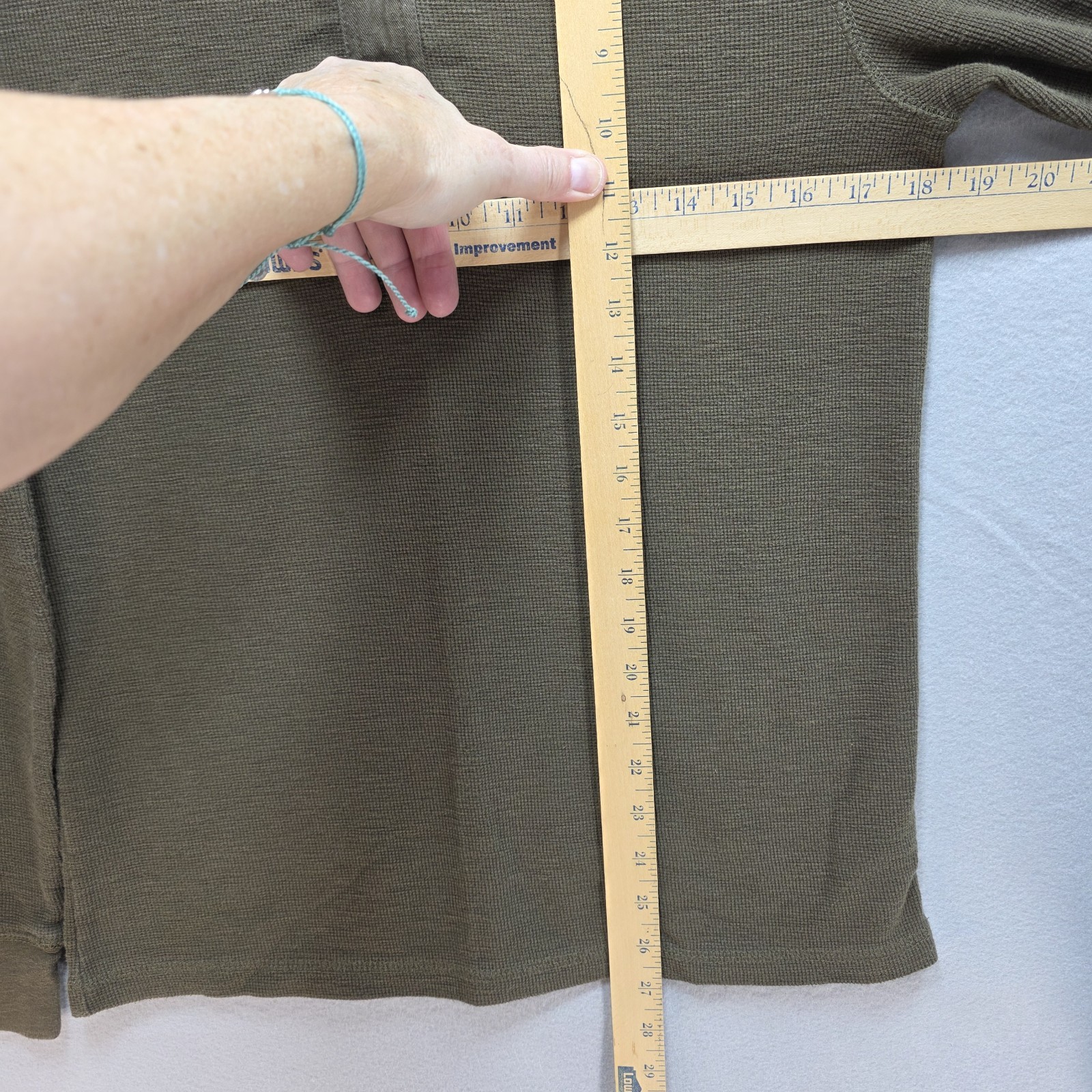 Mutual Weave Waffle Knit Henley Thermal Shirt Mens S Pullover Grunge Olive Green gallery