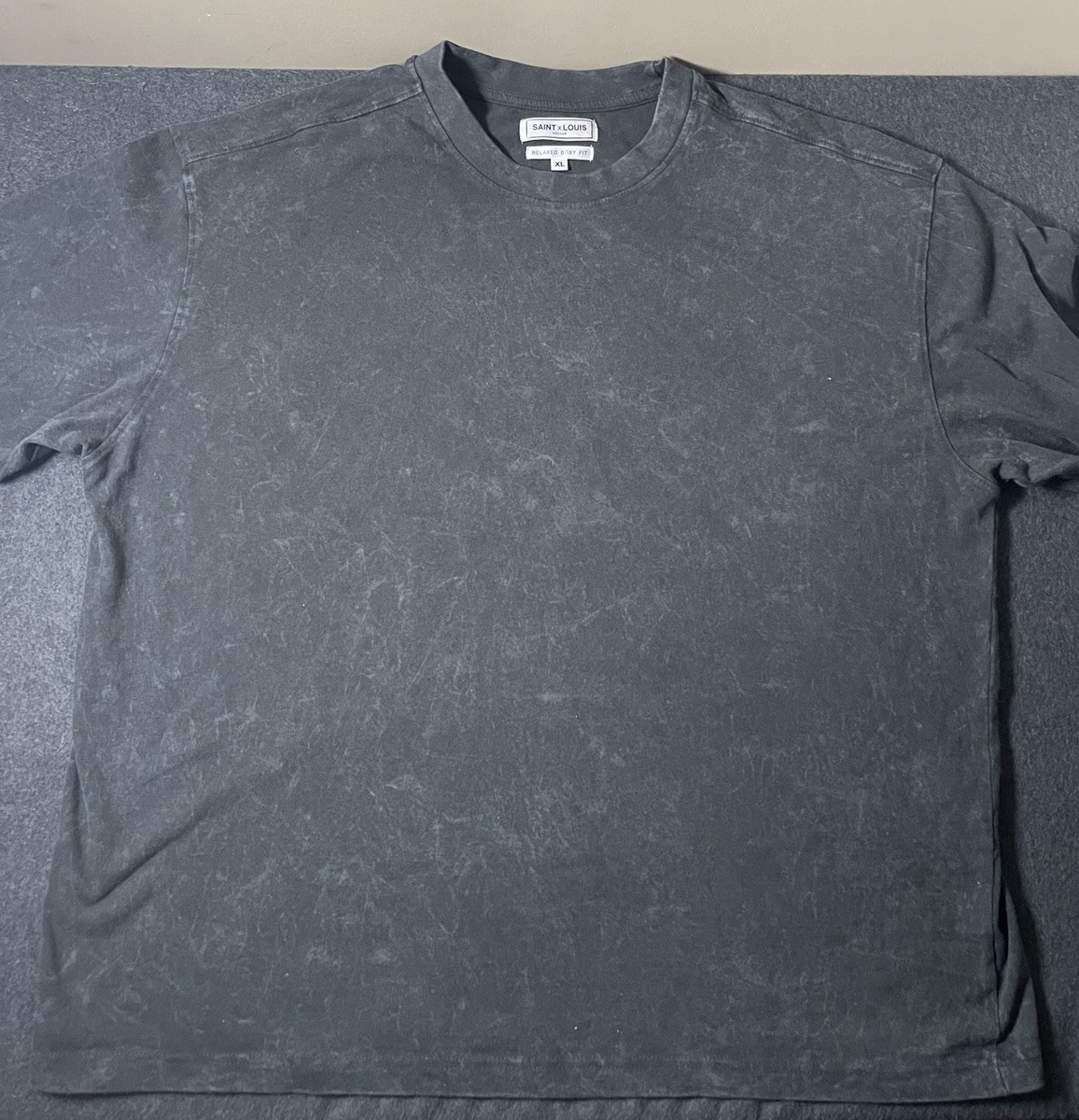 SAINT x LOUIS Men’s Relaxed Boxy Fit Black Crew Neck T-Shirt Solid XL