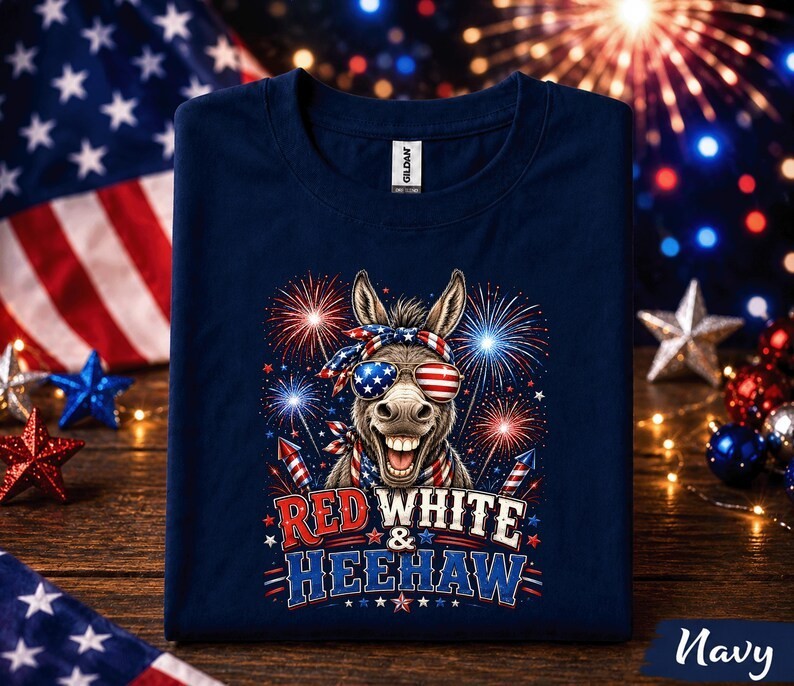 4th of July Donkey Shirt, Red White and Heehaw Tee, Patriotic Donkey Forth gallery