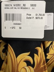 Versace Informal Shirt Twill Poly Baroque Black And Gold 50IT(US L)$1750 Retail
