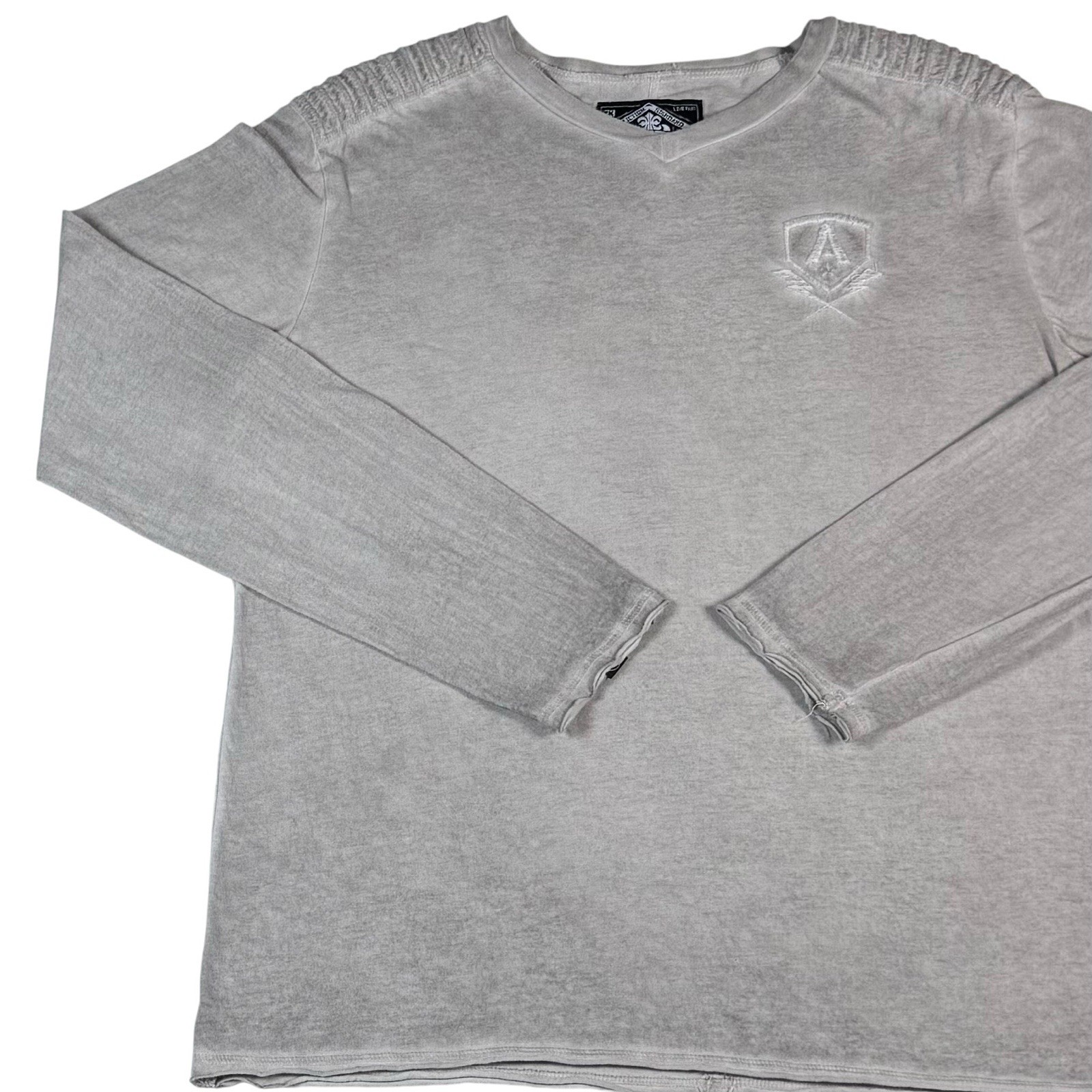 VTG Y2K Affliction Thermal Long Sleeve Shirt Men’s M Gray Biker Grunge USA Made gallery