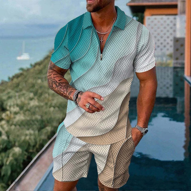 Mens 2-Piece Set Sweatsuit Short Sleeve T Shirts & Shorts Set Summer-Outfit USA gallery