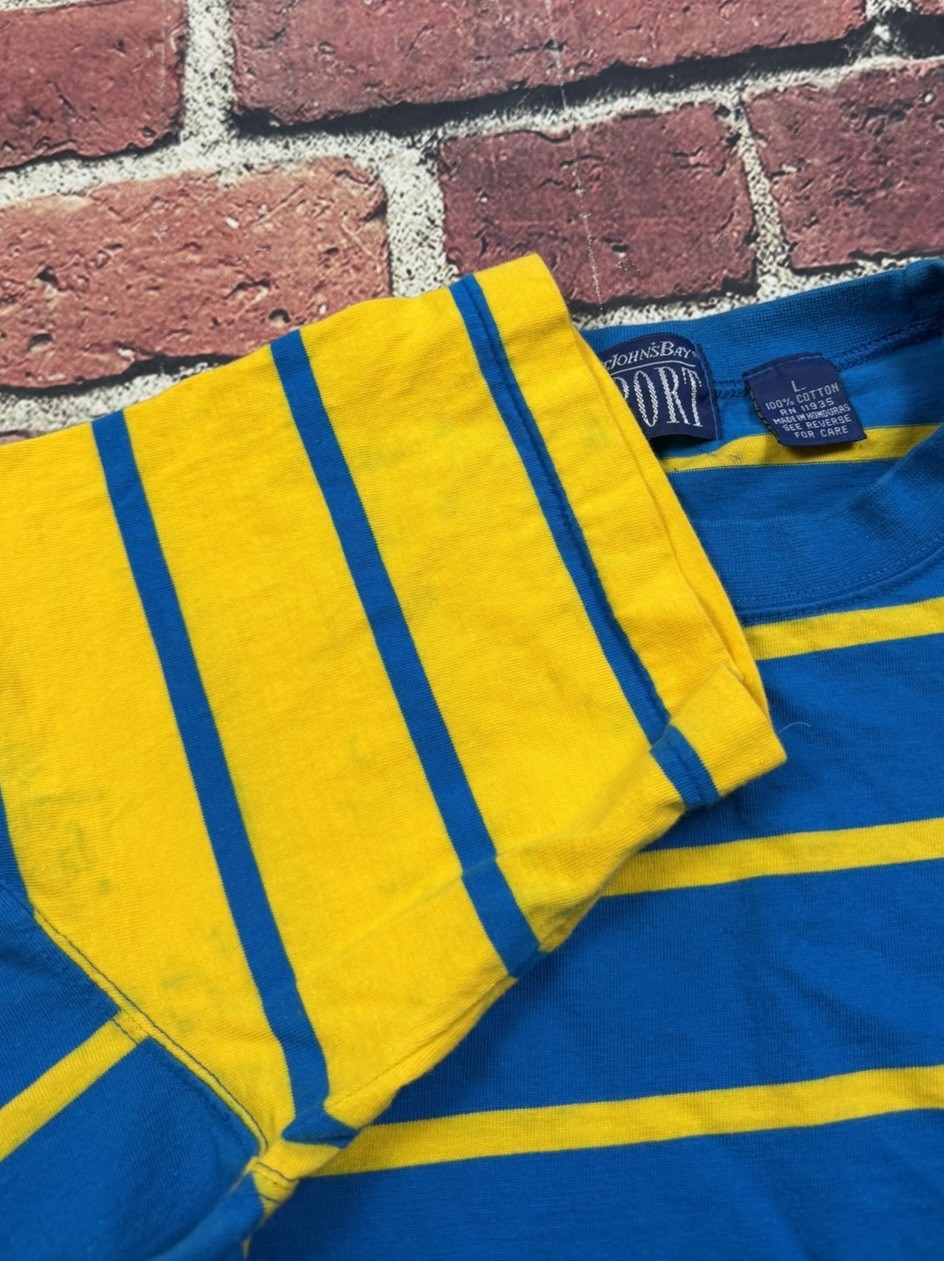 Vintage Striped Blank T Shirt Single Stitch St. John's Bay Sport Pocket Tee L gallery
