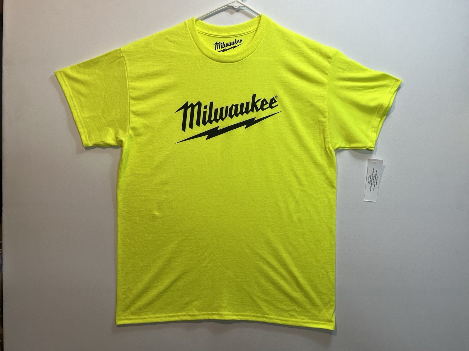 Milwaukee Neon T-Shirt (New Condition) M18 Battery Heavy Duty Power Tools Tee gallery